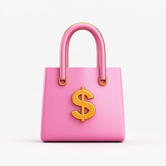 Pink Handbag with Dollar Sign Symbolizing Fashion and Wealth