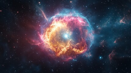 Cosmic Nebula: A Celestial Dance of Fire and Ice