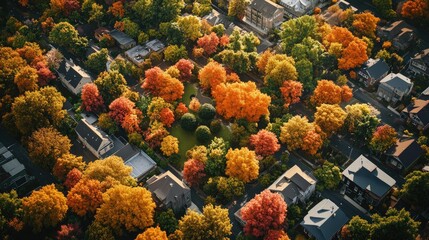 A city integrating nature into its core, with vibrant trees and parks among urban structures