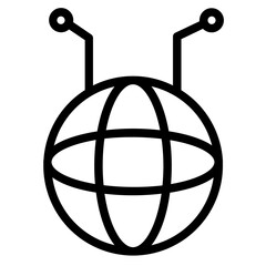 Global Solution Planet Line Icon