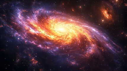 Fototapeta premium Cosmic Swirl: A Fiery Galaxy in Deep Space
