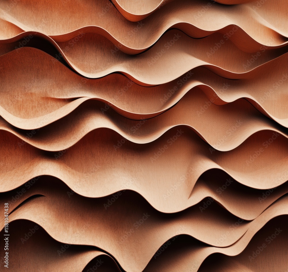 Poster textured copper waves creating dynamic visual flow and depth, showcasing intricate patterns and warm