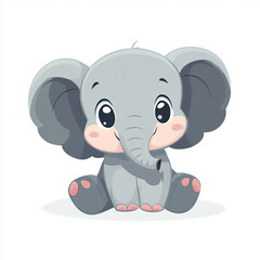 Obraz premium A cute elephant with big eyes and a smile