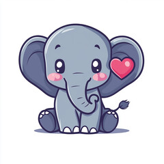 Naklejka premium A cute elephant with big eyes and a smile