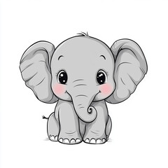 Naklejka premium A cute elephant with big eyes and a smile