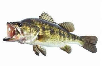 High Detail Image of Largemouth Bass Fish Side View Isolated on White
