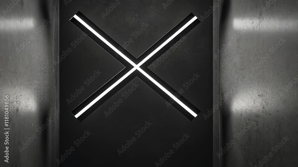 Poster unique illuminated cross design on a dark backdrop in a modern architectural setting