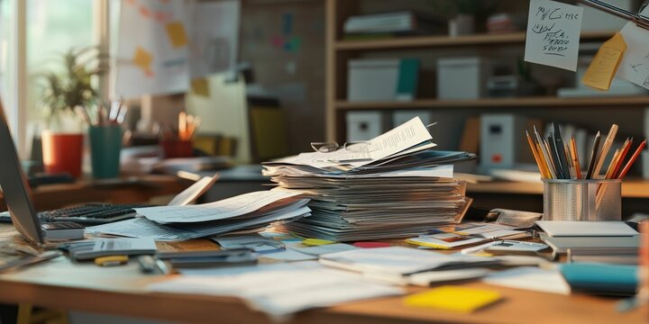Navigating financial anxiety during tax season a cluttered desk in a home office environment