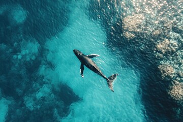 Obraz premium Whale in Deep Ocean