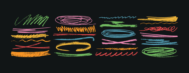 Crayon pencil color charcoal texture underline squiggly lines scribble doodles
