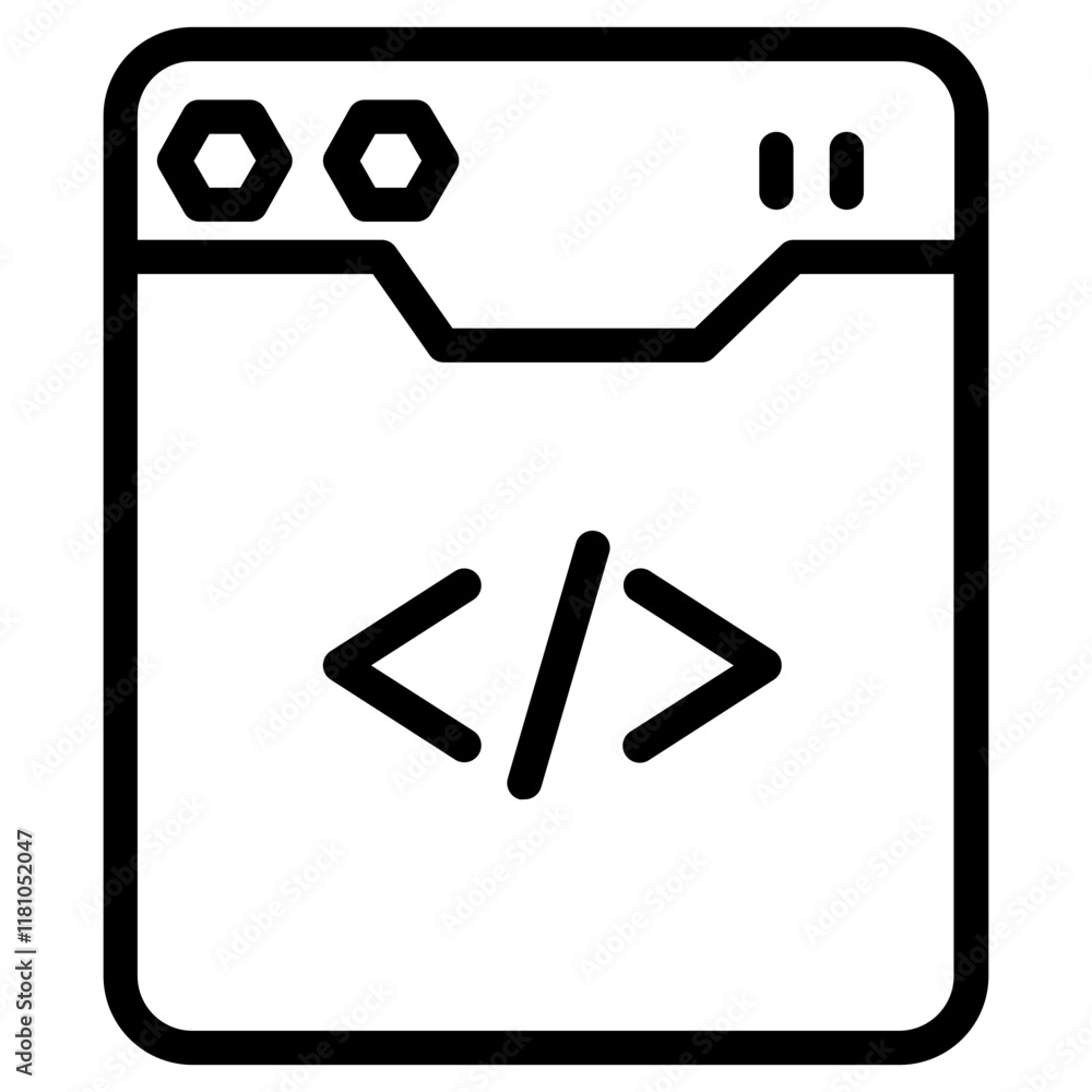 Poster web browser coding line icon