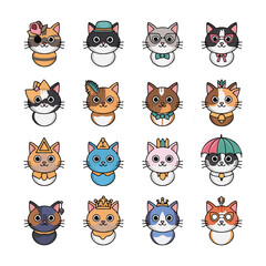 Obraz premium Colorful Silhouettes Cute pets Cat icons Quality Collection