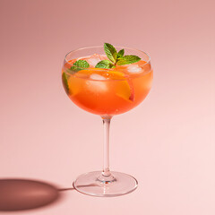 Refreshing Peach Cocktail with Mint and Ice