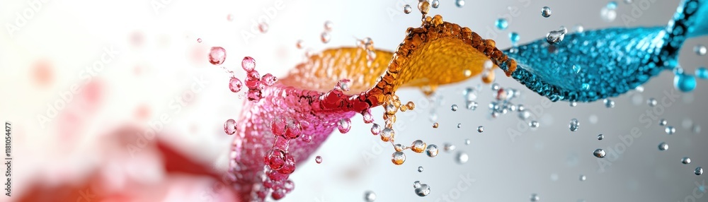 Poster vibrant colorful water drops on smooth surface creating a lively and refreshing abstract visual expe