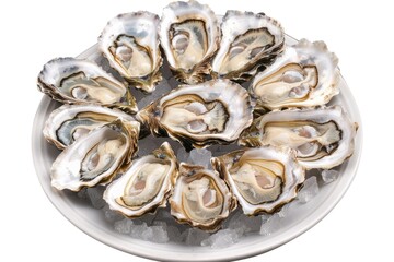 Ultra Hd Visual of Oysters on a Plate Isolated on Transparent Background