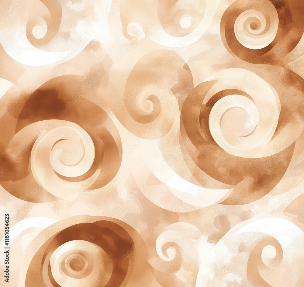 Poster abstract swirls in warm beige and brown tones, creating a soft, fluid pattern reminiscent of natural