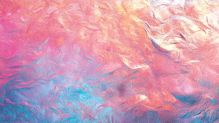 Obraz premium A coral holographic texture with shifting colors and reflections, creating a futuristic and captivating design.