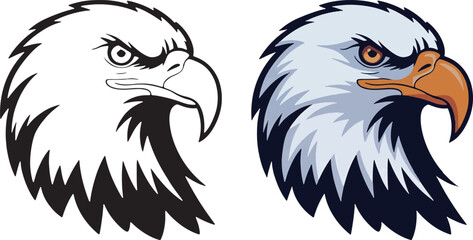 Eagle head mascot illustration featuring a bald eagle in a cartoon style isolated on a white background