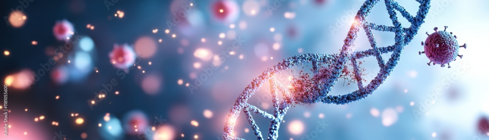 Poster intricate structure of dna helix representing life's blueprint with colorful elements highlighting i