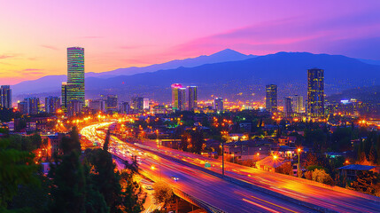 Obraz premium Vehicle trajectories on highways at night in the city