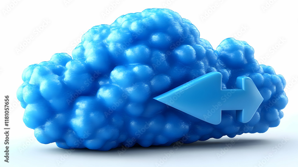 Poster 3d cloud computing icon with left and right arrows on white background