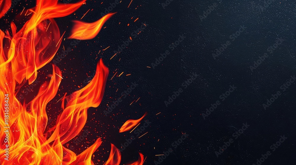 Poster fire abstract background idea. captivating flames dance against a dark background, creating a mesmer