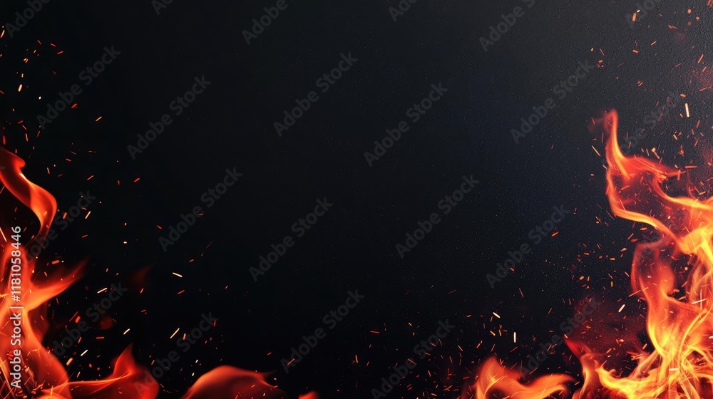 Poster fire abstract background idea. dynamic flames dancing against a dark background, creating an intense