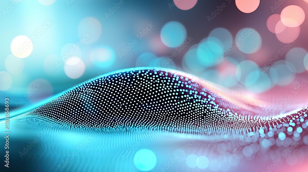 Poster dots abstract background concept. an abstract, colorful wave design with vibrant dots and glowing bo