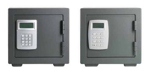 collection safe box with number pad lock isolated on white background