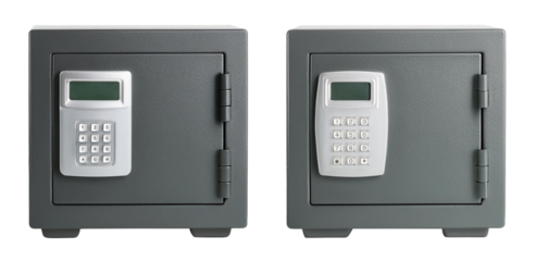 collection safe box with number pad lock isolated on white background