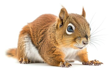 Detailed Color Image of Red Squirrel Isolated on Transparent Background Cutout