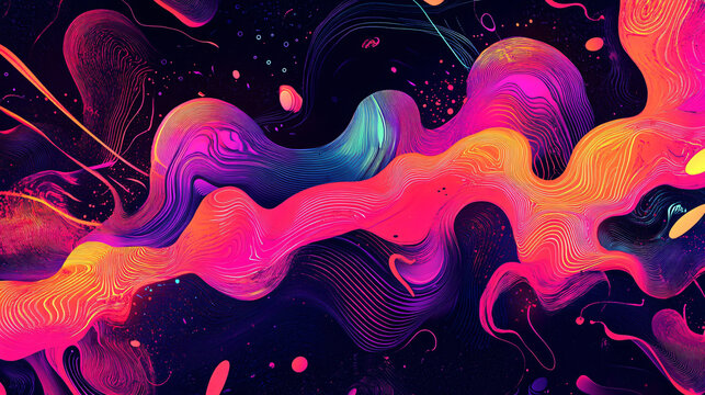 A coral neon glow effect with glowing lines and shapes, creating an energetic and vibrant design.