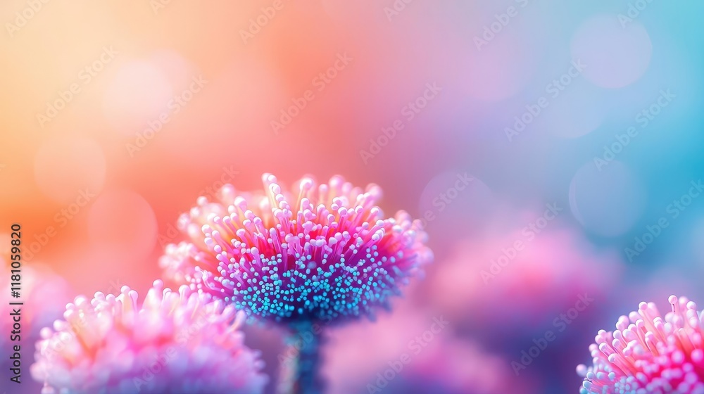 Poster dots abstract background concept. vibrant floral close-up with soft bokeh background in pastel color