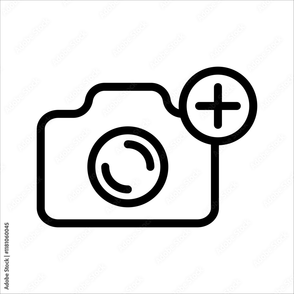 Poster set of camera plus icons. for mobile concept and web design. vector illustration on white background