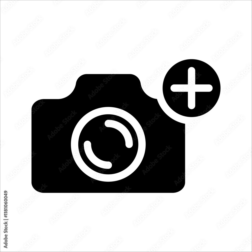 Poster set of camera plus icons. for mobile concept and web design. vector illustration on white background
