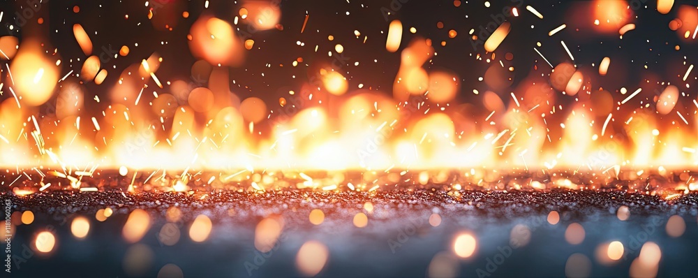 Poster fire abstract background idea. a vivid display of sparks and flames creating an abstract, vibrant ba