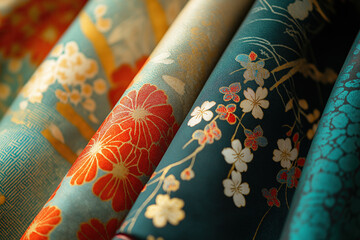 Traditional Asian Floral Fabric Pattern
