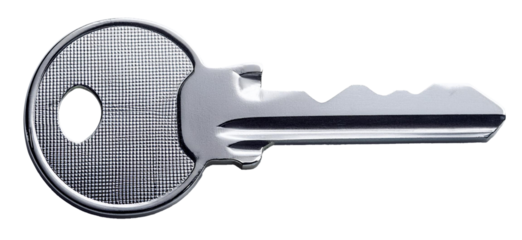 silver key isolated on white background