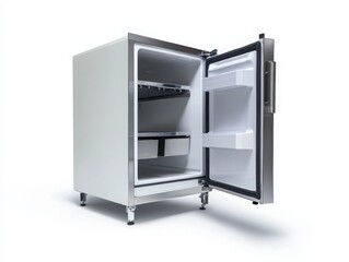 Modern Refrigerator with Open Door and Clear Interior Design