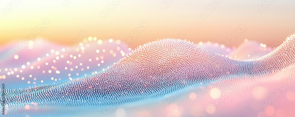 Poster dots abstract background concept. abstract digital waves with soft pastel colors and shimmering ligh