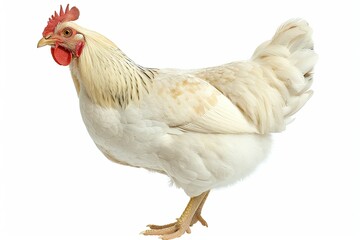 Sharp Image of Collection of White Chickens, Isolated on White