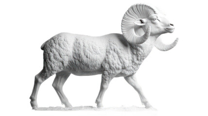 Realistic 3D Render of a Majestic Sheep Walking Gracefully Against a Dark Background, Showcasing Detailed Texture and Intricate Features of the Animal