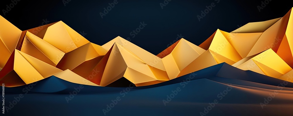 Poster floor abstract background idea. abstract golden geometric shapes creating a modern landscape design.