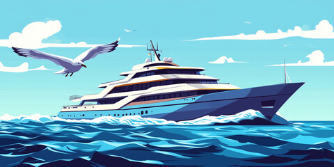 Fototapeta premium Luxury Yacht Cruising the Ocean on a Sunny Day