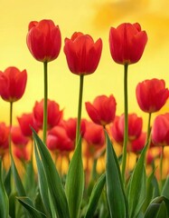tulips on a warm abstract yellow background