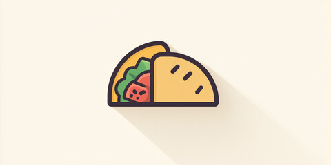 Fototapeta premium Taco Illustration with Long Shadow