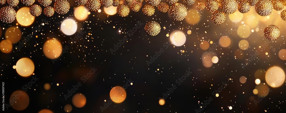 Aufkleber dots abstract background concept. elegant golden and white bokeh lights on a dark background for a l