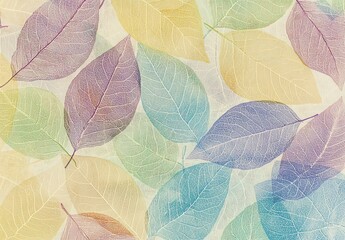 Colorful summer background with vibrant, pastel colors and transparent leaf veins
