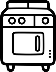 Kitchen range doodle vector icon and illustration
