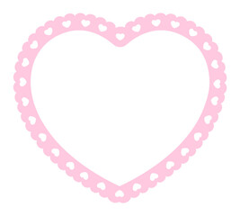 heart scallop frame isolated. Template for photo. Empty photo lace ornament frame.